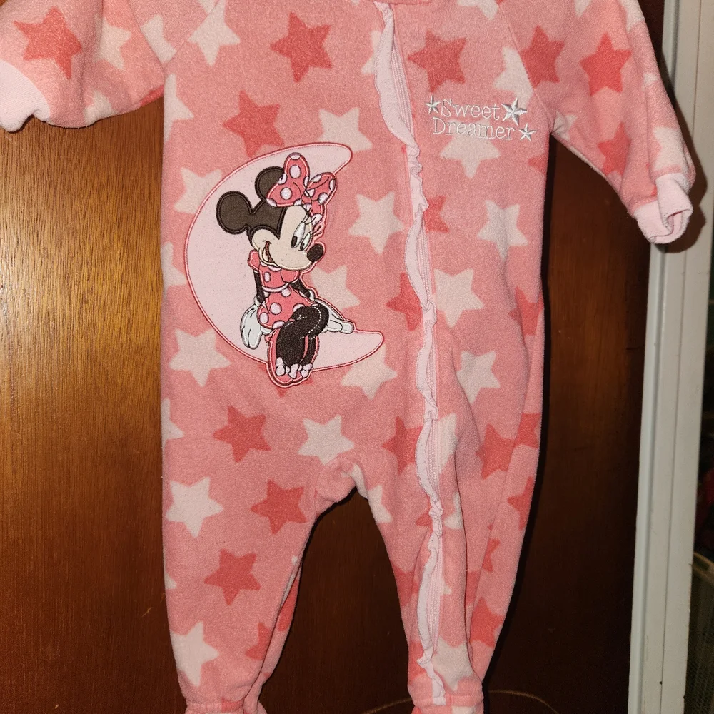 Disney Pink Starry Kids footed One Piece with Minnie Mouse
